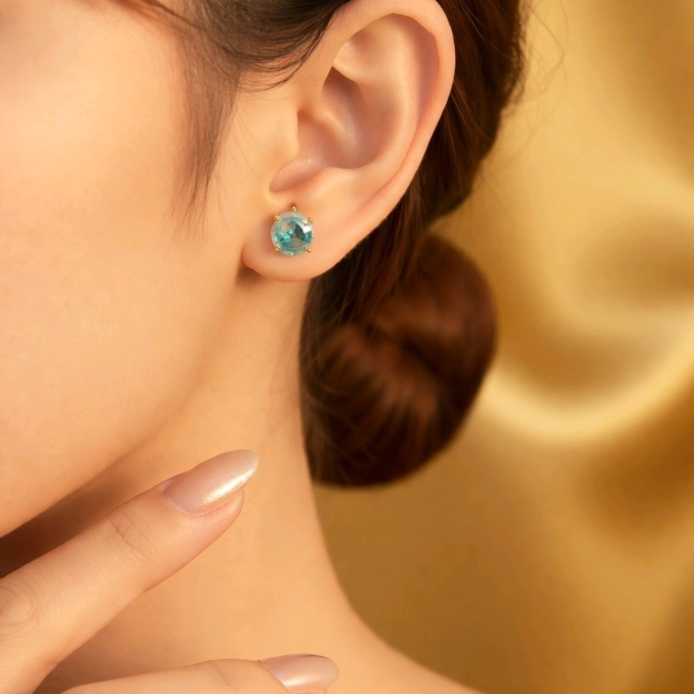 Aqua Blue Stud Earrings